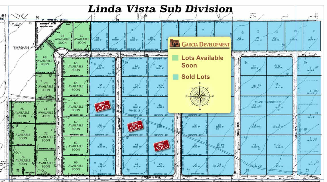 Sitemap showing available lots